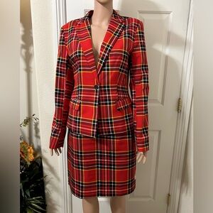 OppoSuits Red Plaid Blazer and Skirt Set Size 12